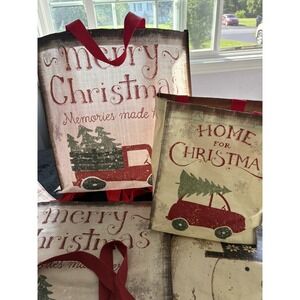 Lot of 6+ Christmas Gift Tote Bags - Primitives By Kathy Reusable Snowman Santa